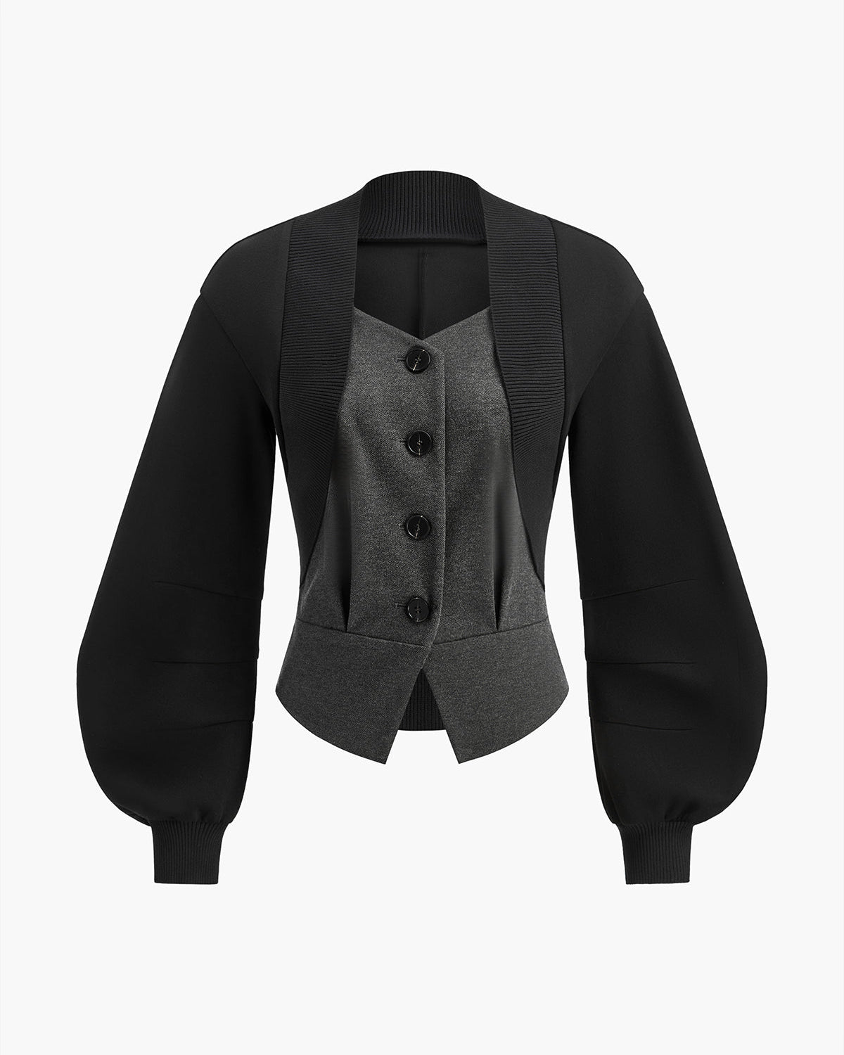 2’si 1 Arada Balon Kol Tweed Ceket