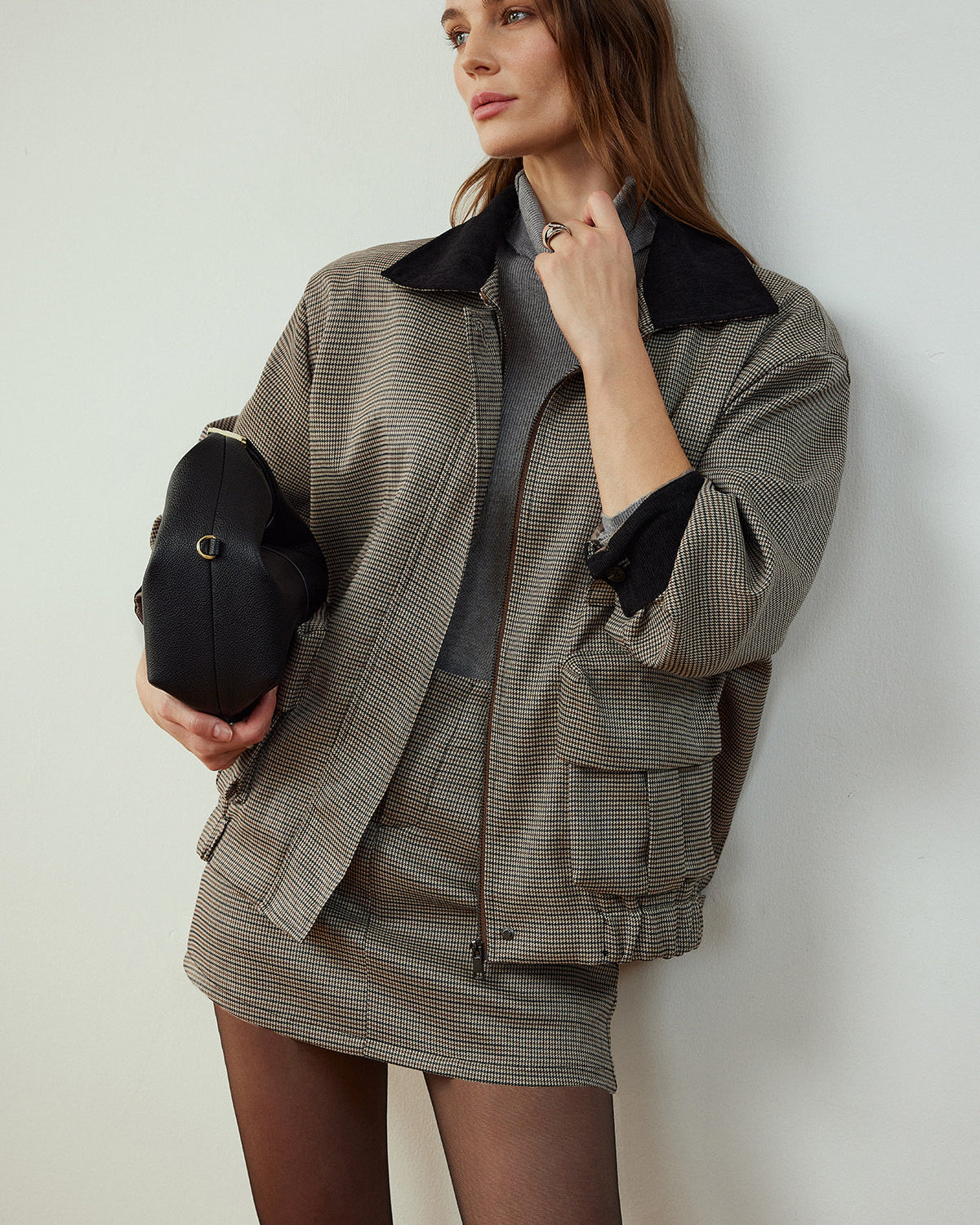 Kontrast Biyeli Kargo Etek Takımı