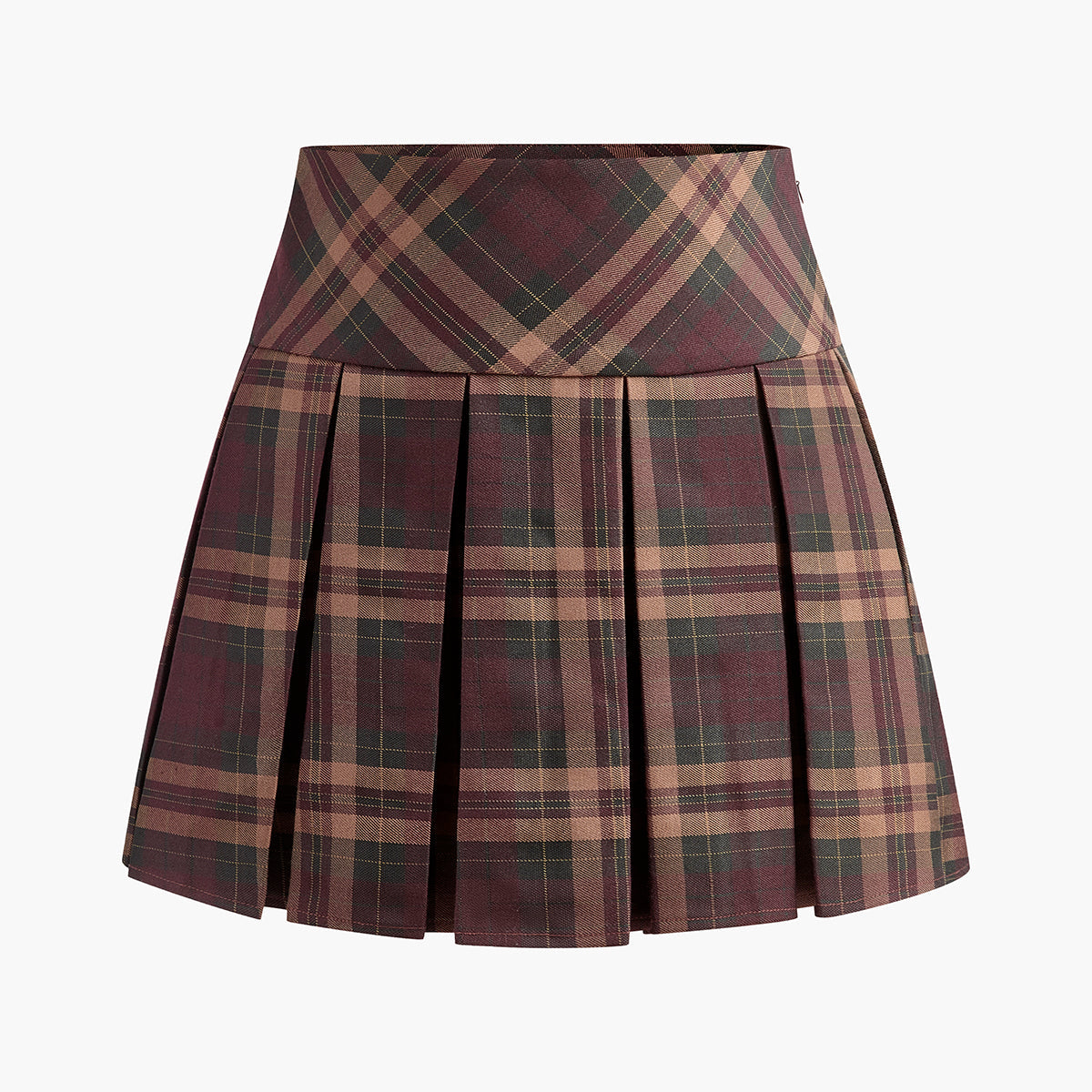 Ekose Pileli Mini Etek