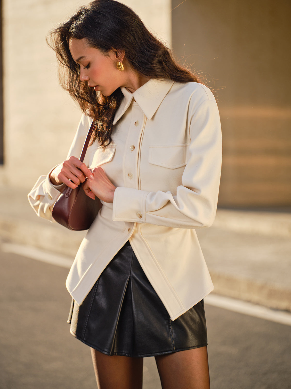 Tweed Düğmeli Dar Kesim Polo Yaka Tişört