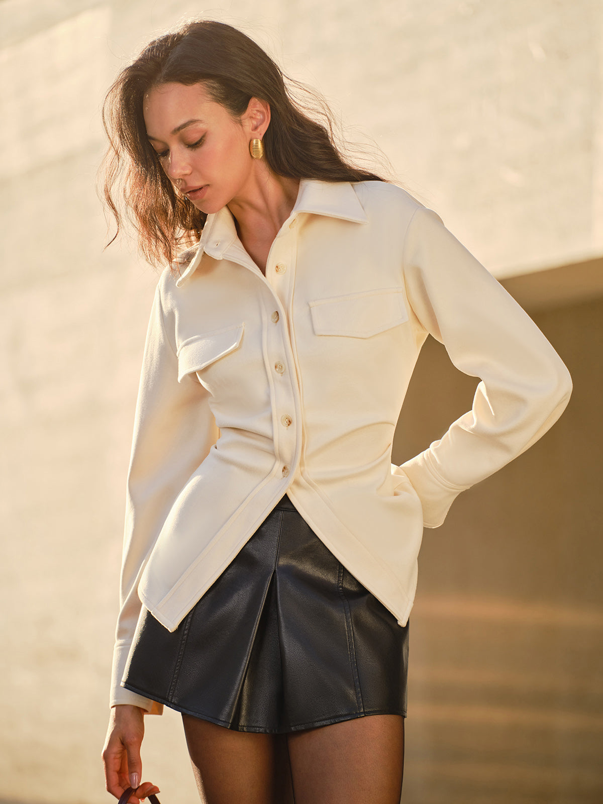 Tweed Düğmeli Dar Kesim Polo Yaka Tişört