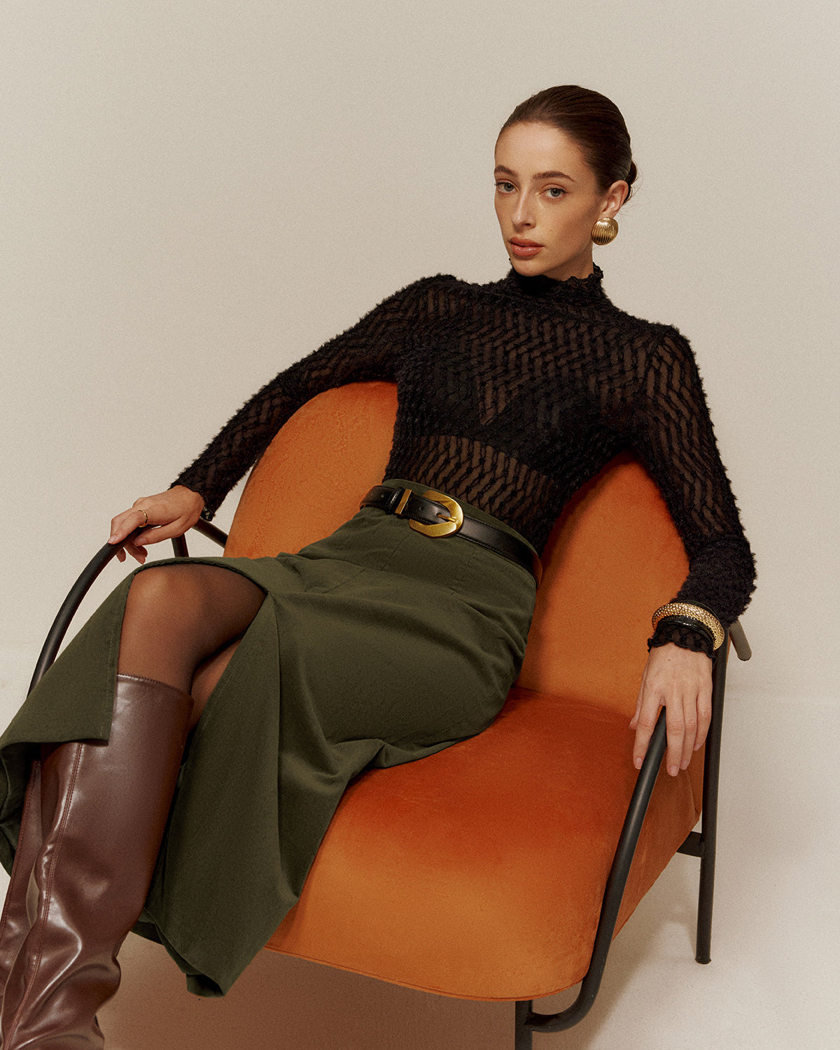 Yarım Balıkçı Yaka Yarı Şeffaf Tişört