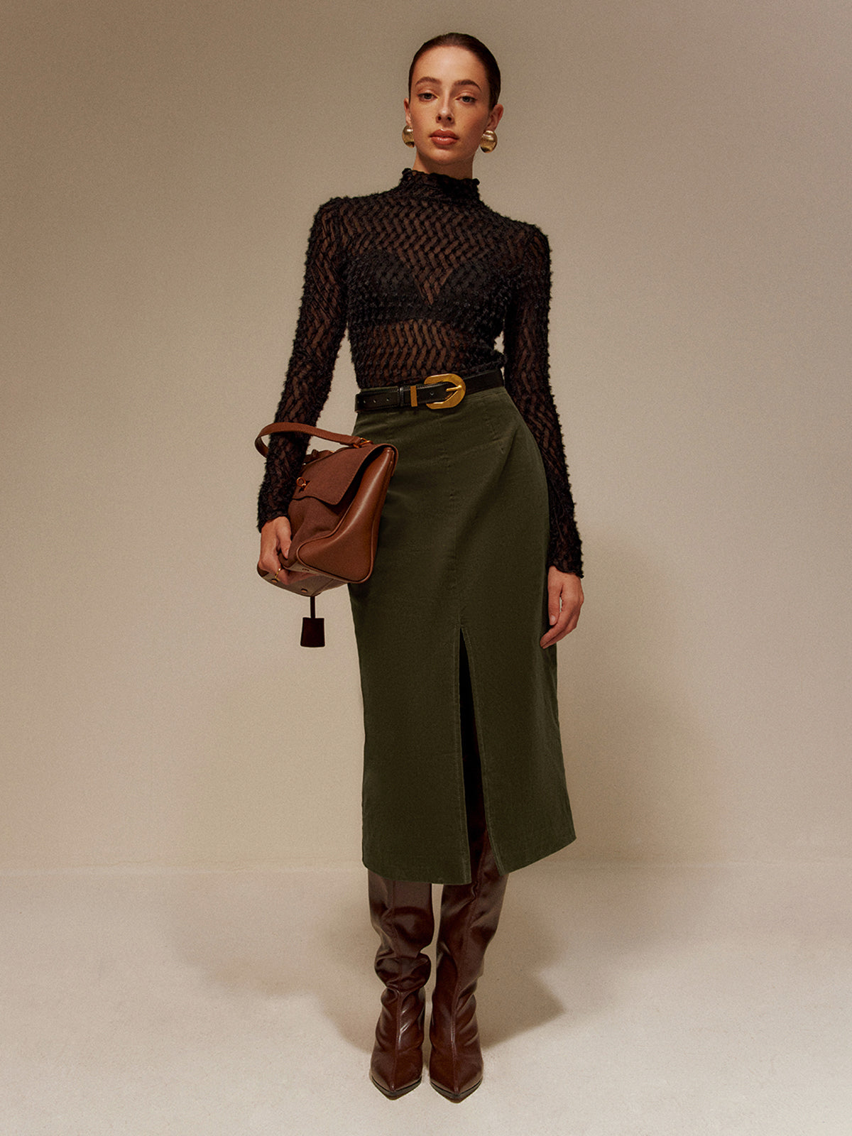 Yarım Balıkçı Yaka Yarı Şeffaf Tişört