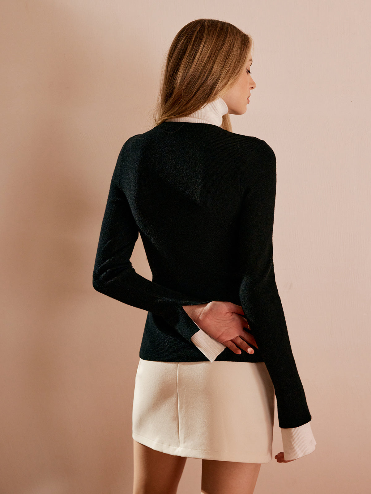 Renk Bloklu Balıkçı Yaka Triko Üst