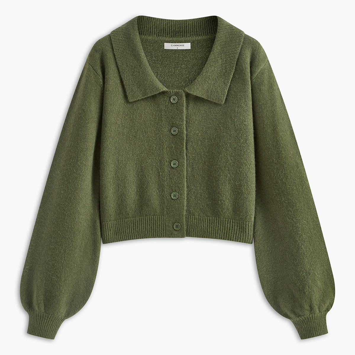 Düğmeli Yaka Detaylı Kısa Hırka