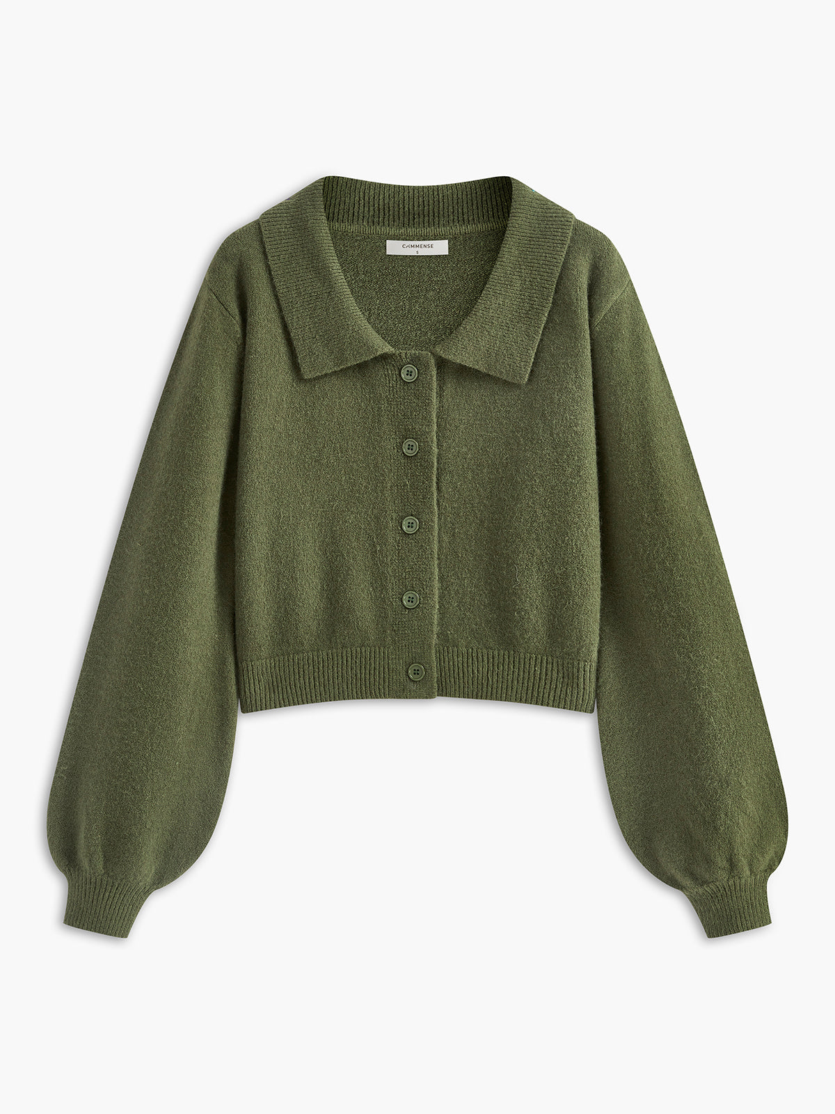 Düğmeli Yaka Detaylı Kısa Hırka