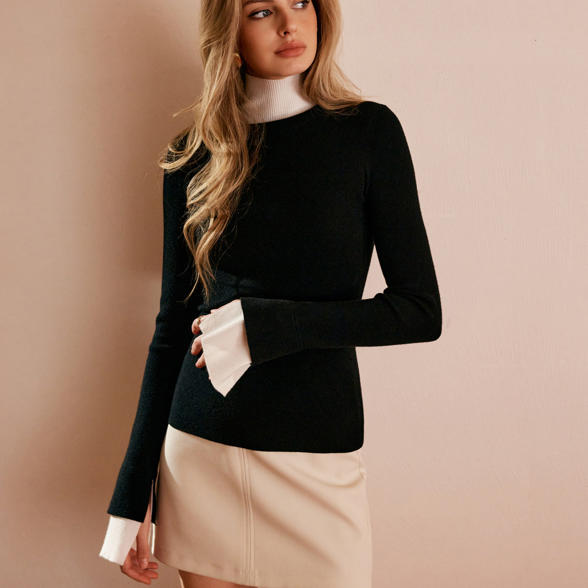 Renk Bloklu Balıkçı Yaka Triko Üst