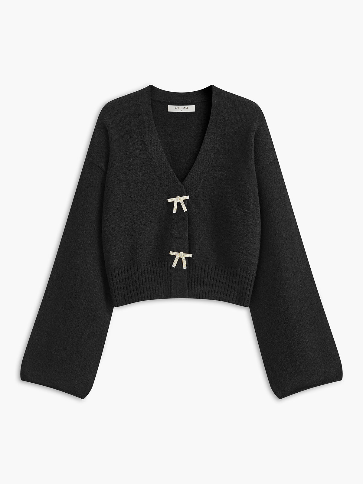 V Yaka Taşlı Fiyonk Detaylı Hırka