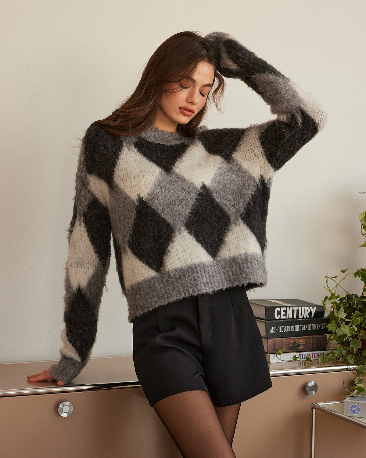 Yün Karışımlı Renk Bloklu Rahat Kazak