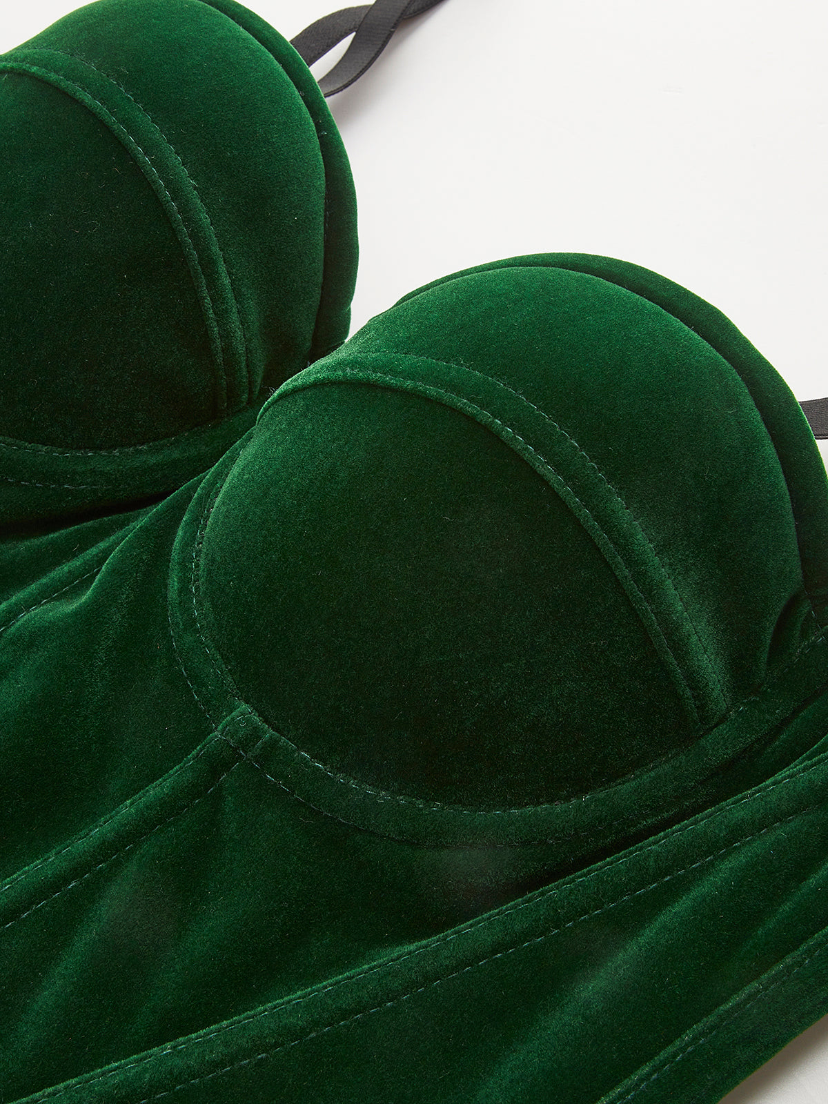 Kadife Biye Detaylı Fermuarlı Korse