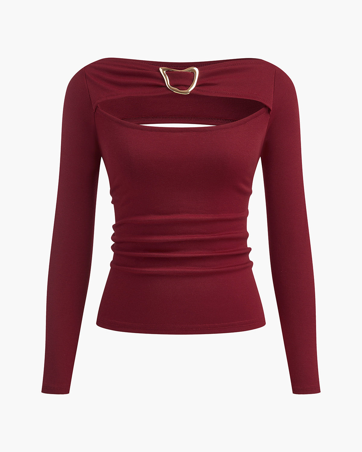 Düz Kesik Detaylı Uzun Kollu Tişört