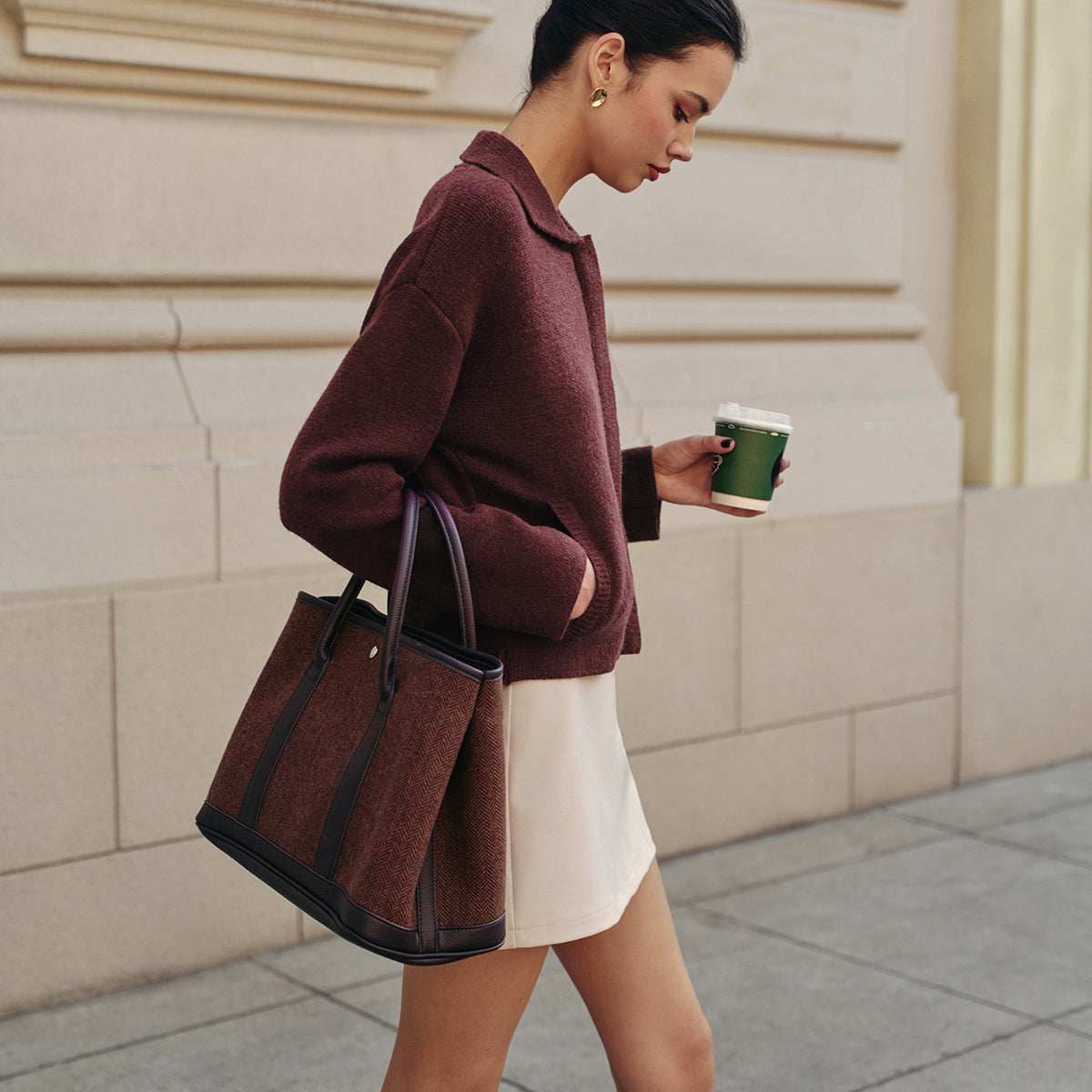 Düz Fermuarlı Polo Hırka