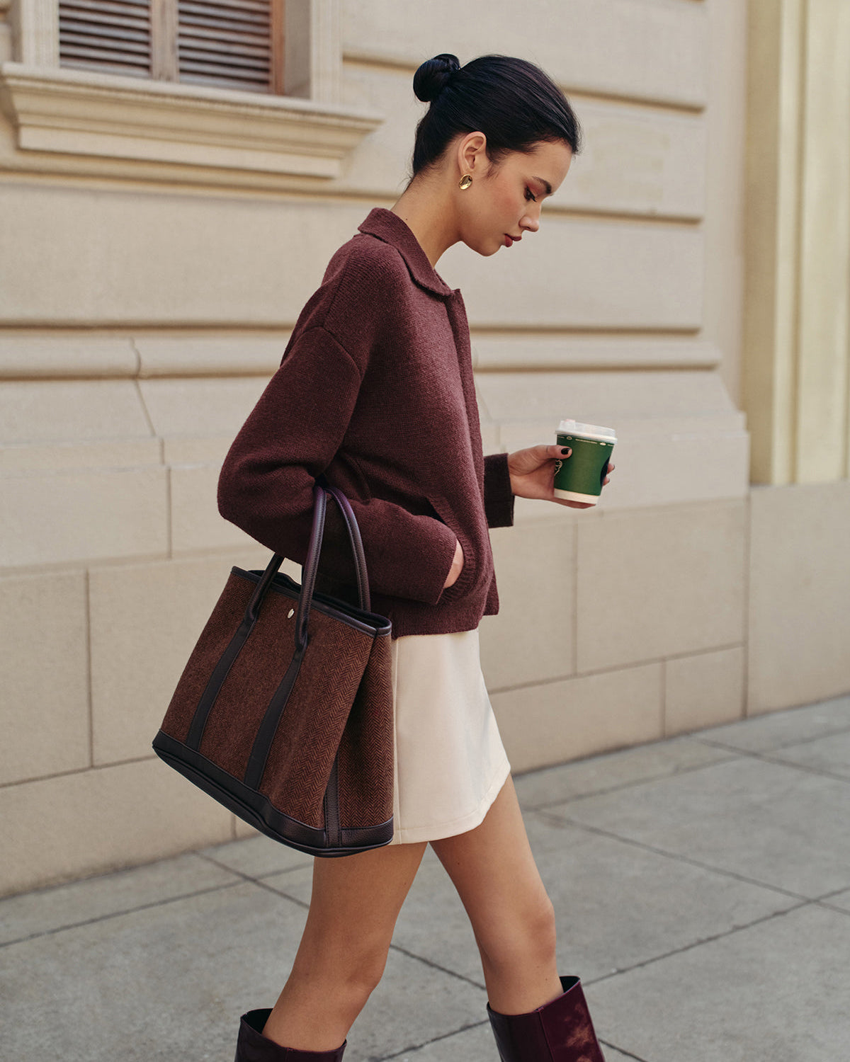 Düz Fermuarlı Polo Hırka