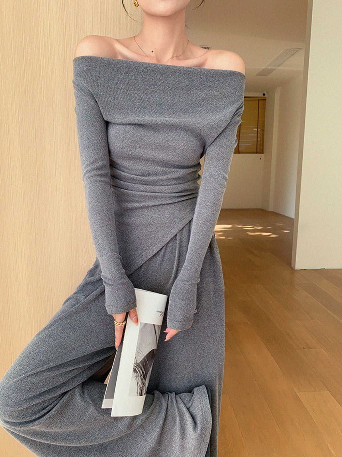 Asimetrik Drapeli Basic Pantolon Takım