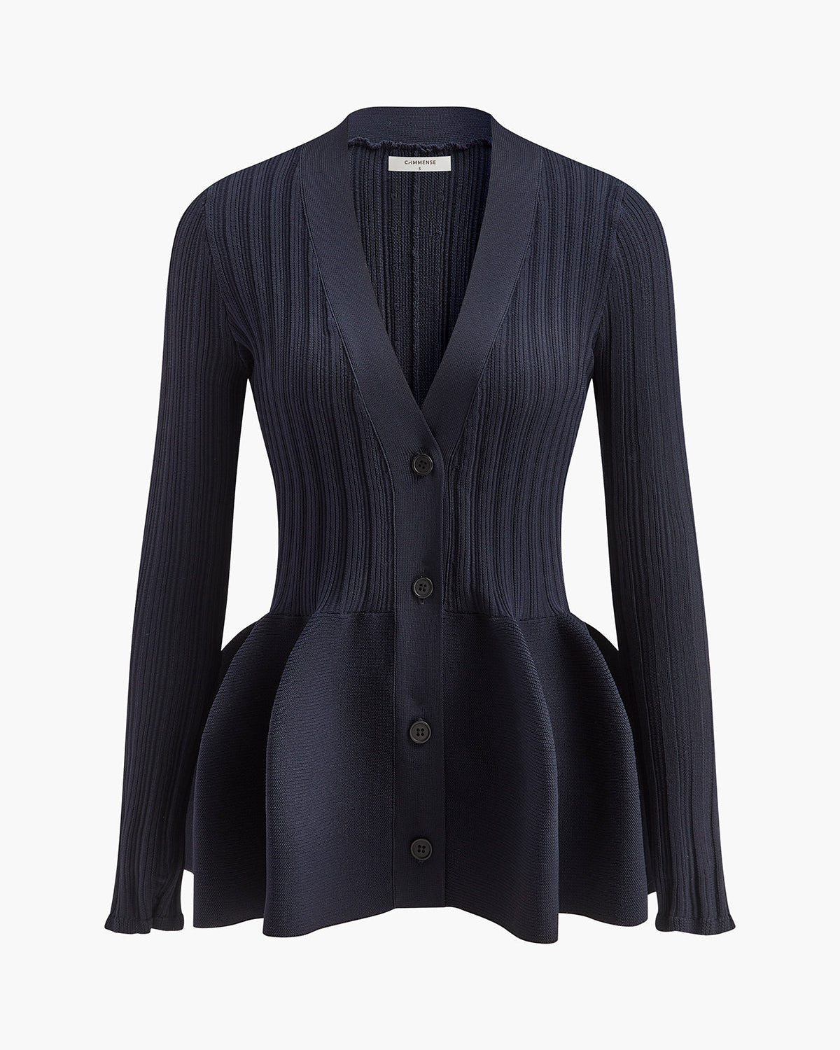 V Yaka Fırfır Detaylı Düğmeli Hırka