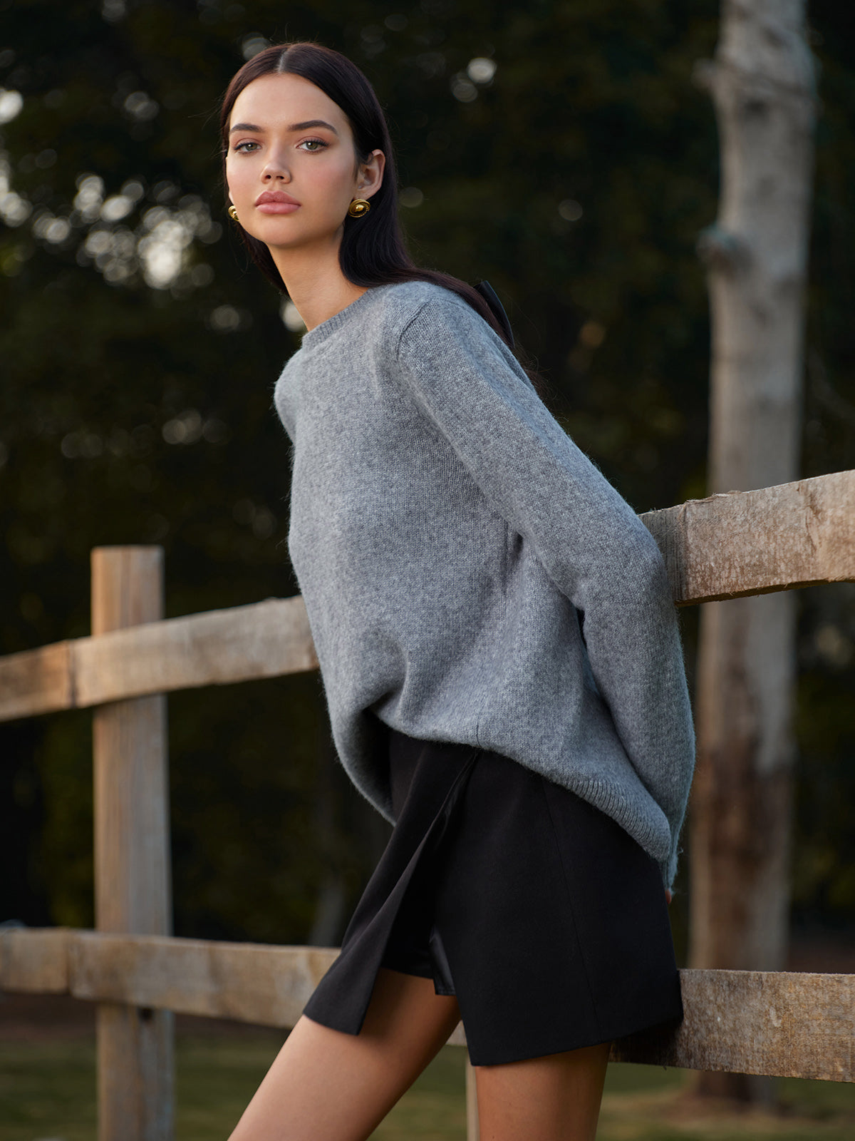 Bisiklet Yaka Fiyonk Detaylı Triko Kazak