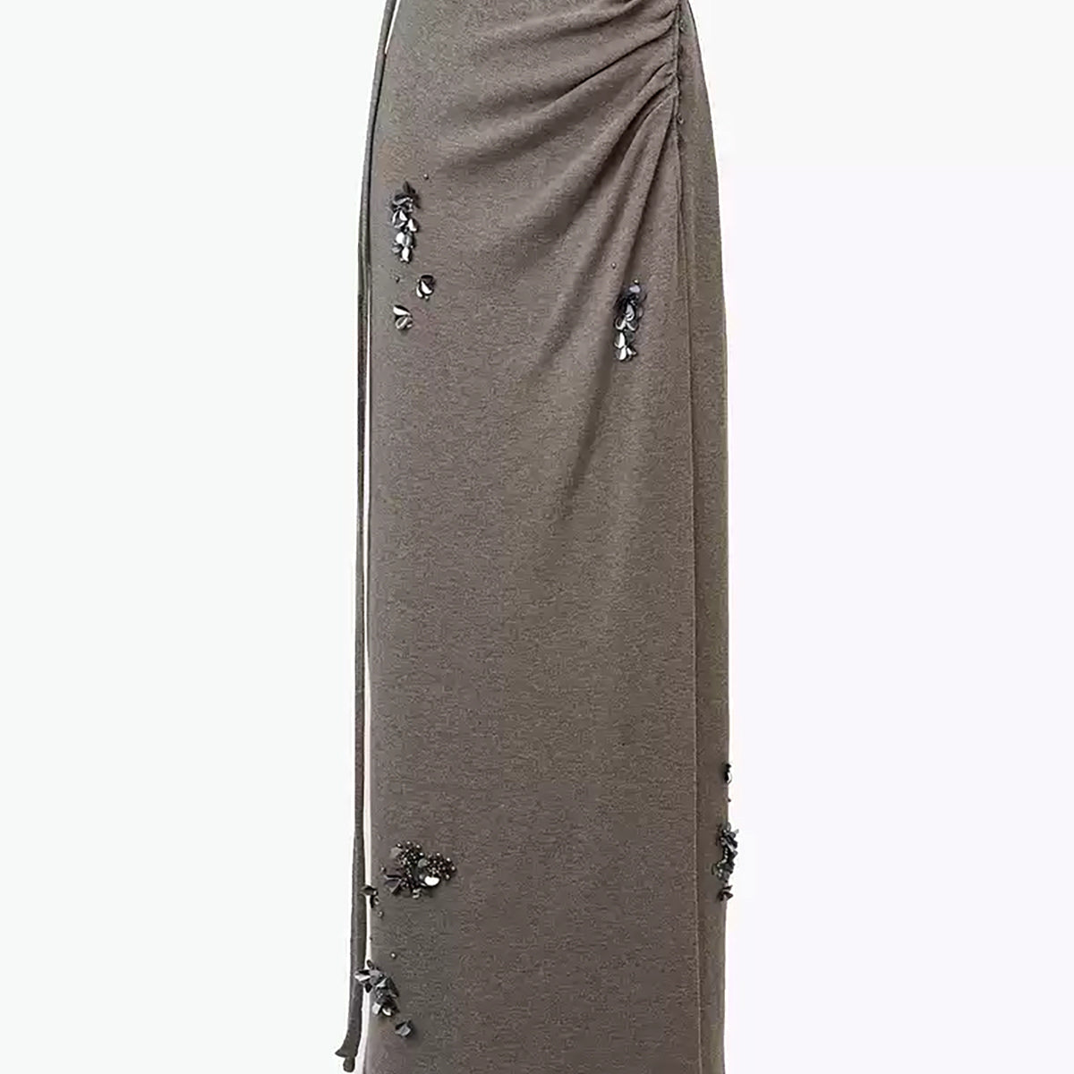 Yün Karışımlı Pileli Payetli Triko Etek