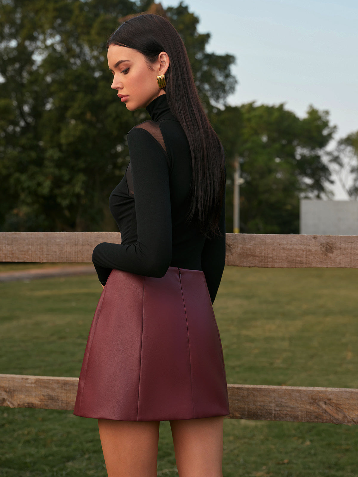 Suni Deri Kısa Etek