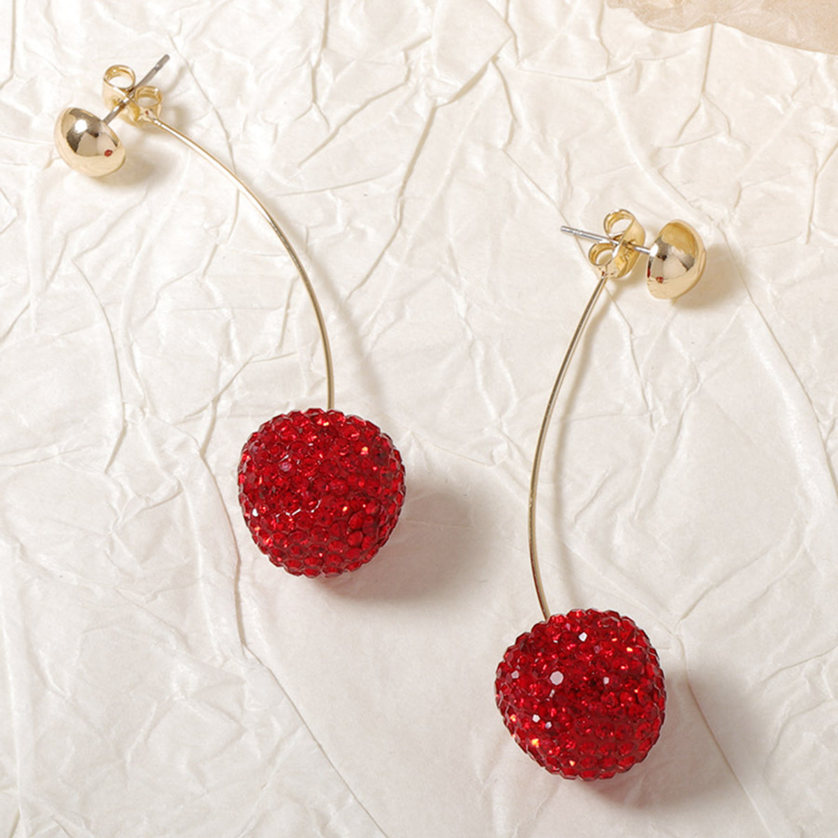 Taş İşlemeli Kiraz Küpe (Zirkon Taşlı)