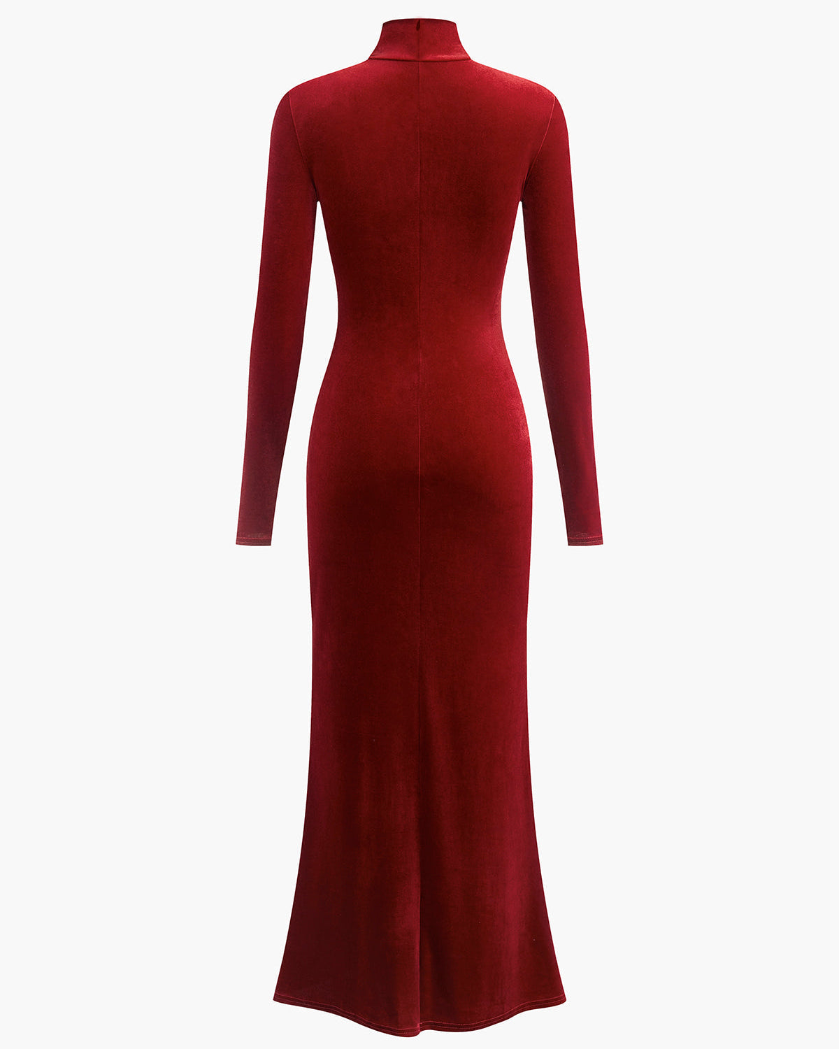 Yarım Boğazlı Düğümlü Kadife Elbise