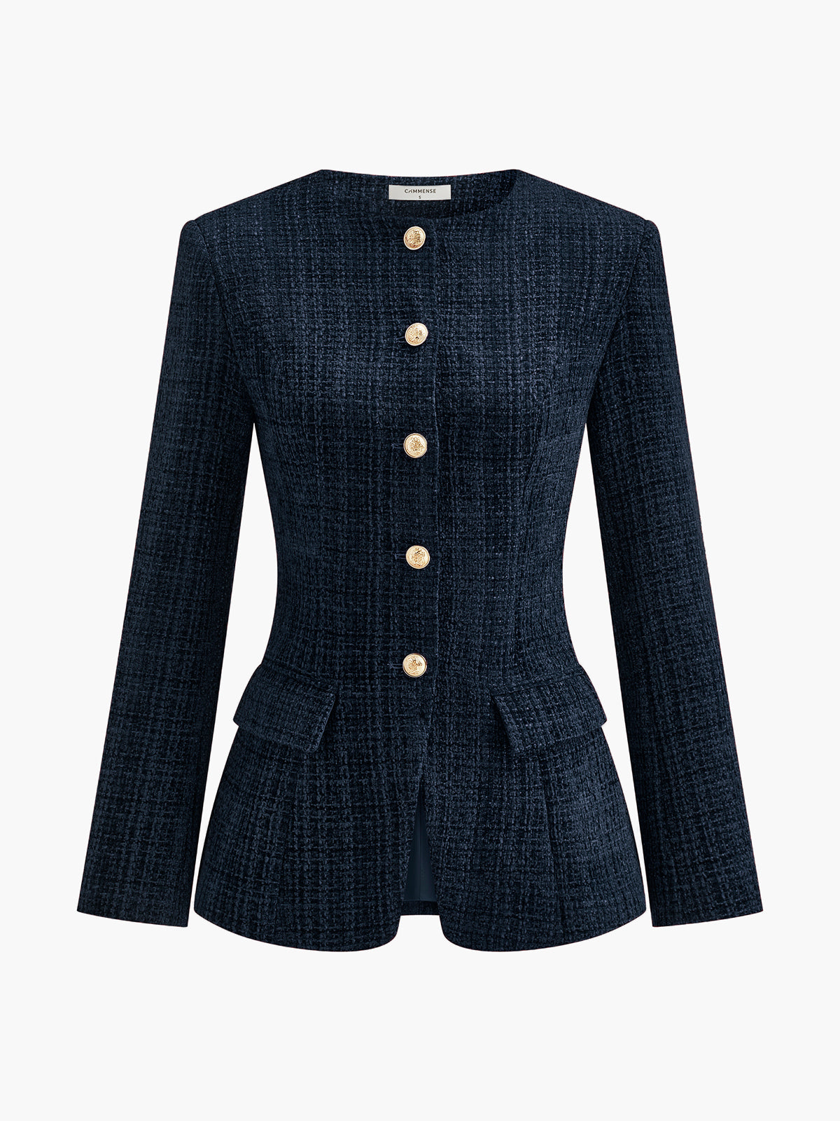 Düğmeli Yırtmaçlı Tweed Blazer Ceket