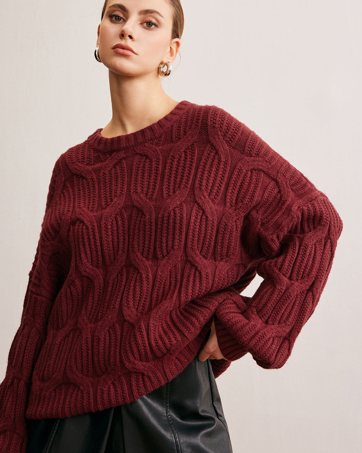 Düz Drape Detaylı Triko Kazak