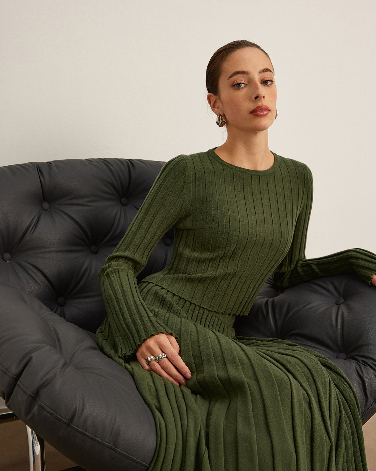 Marul Kenarlı Yivli Kısa Kazak