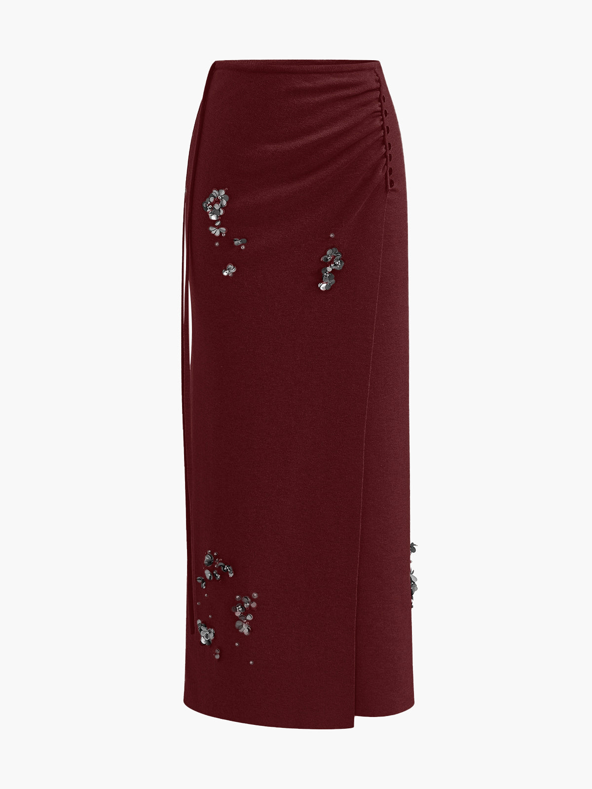 Yün Karışımlı Pileli Payetli Triko Etek