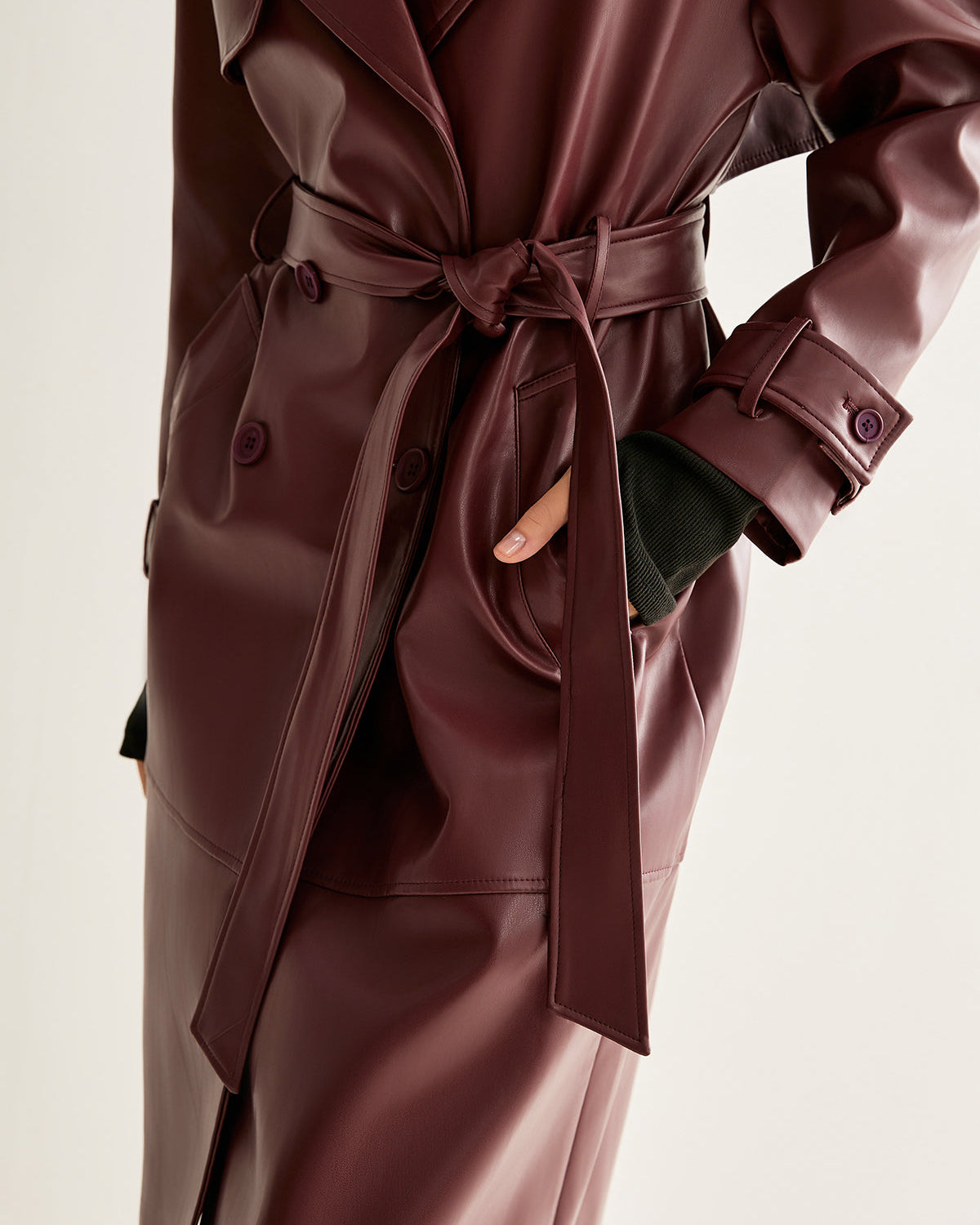 Rüzgar Geçirmez Pu Deri Uzun Ceket