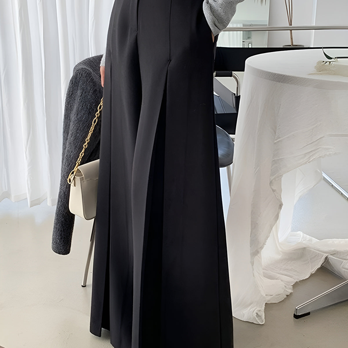 Yüksek Bel Pileli Bol Paça Pantolon