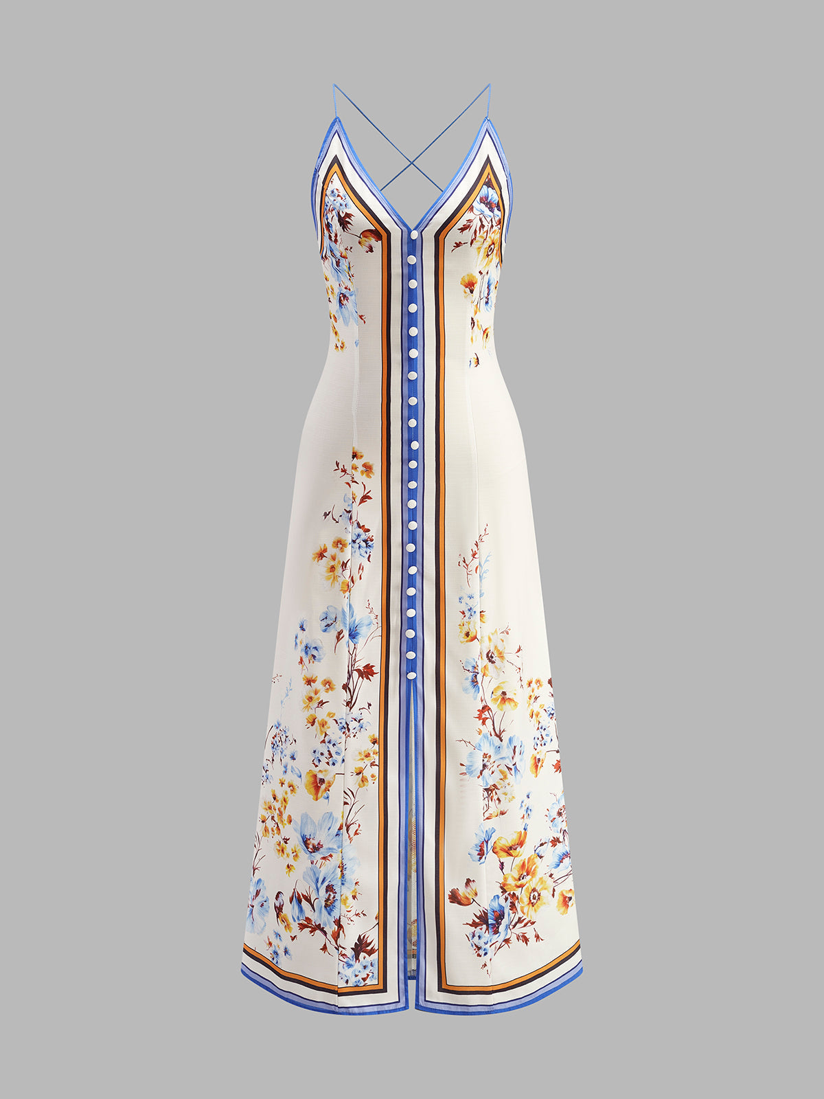 Çiçek Desenli Maxi Uzun Elbise