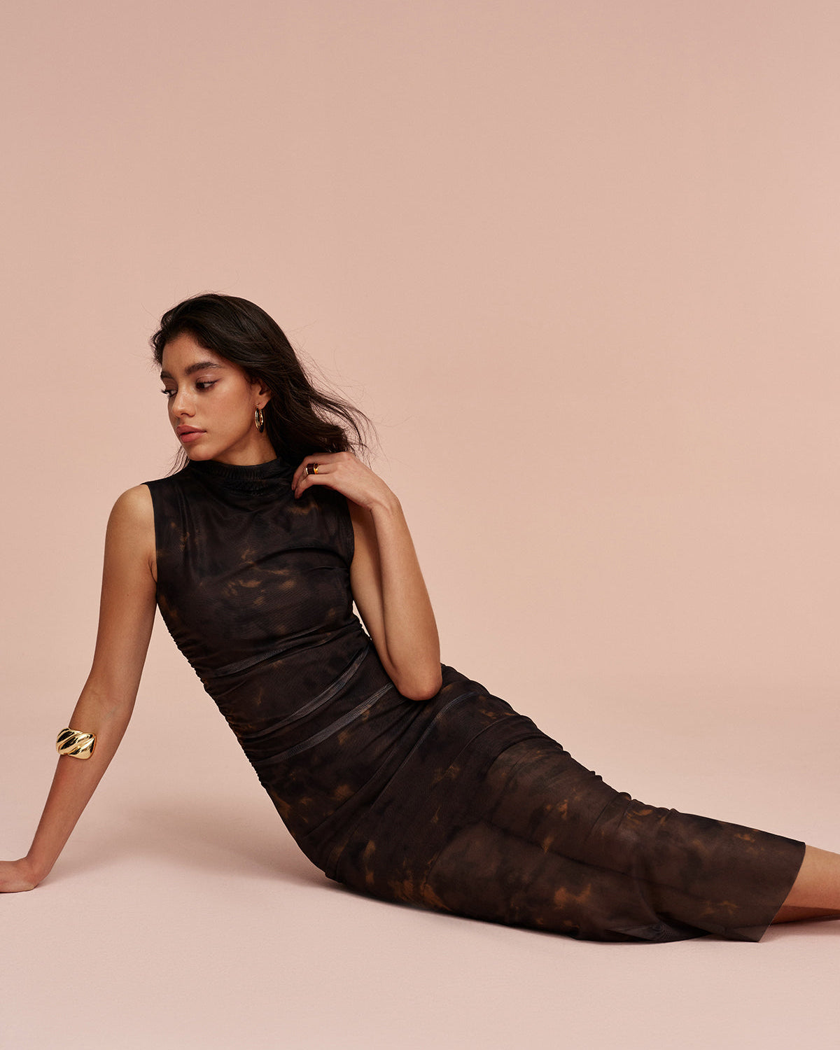 Jarse Astarlı Kolsuz Tül Elbise