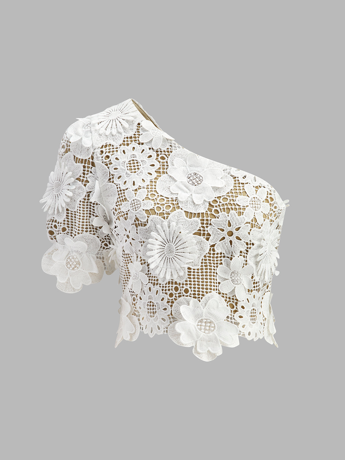 Asimetrik Çiçek Dantelli Üst Etek Takımı