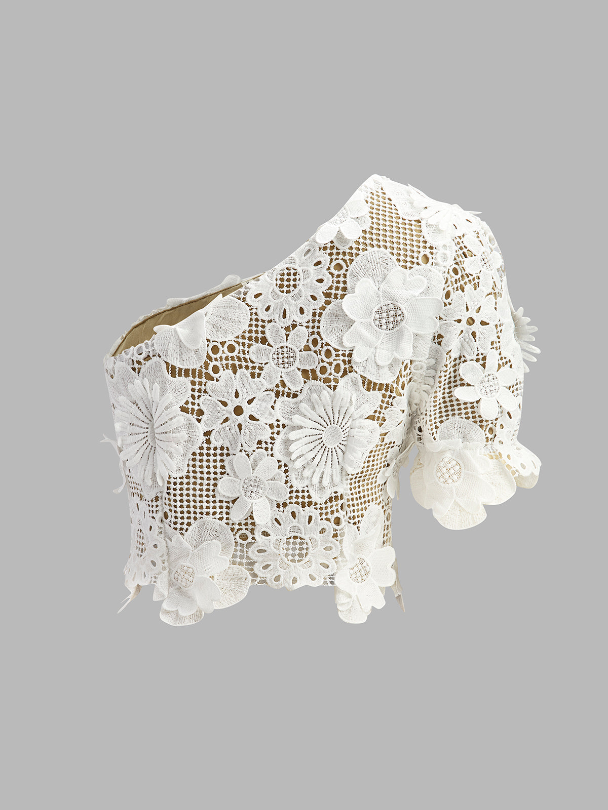 Asimetrik Çiçek Dantelli Üst Etek Takımı