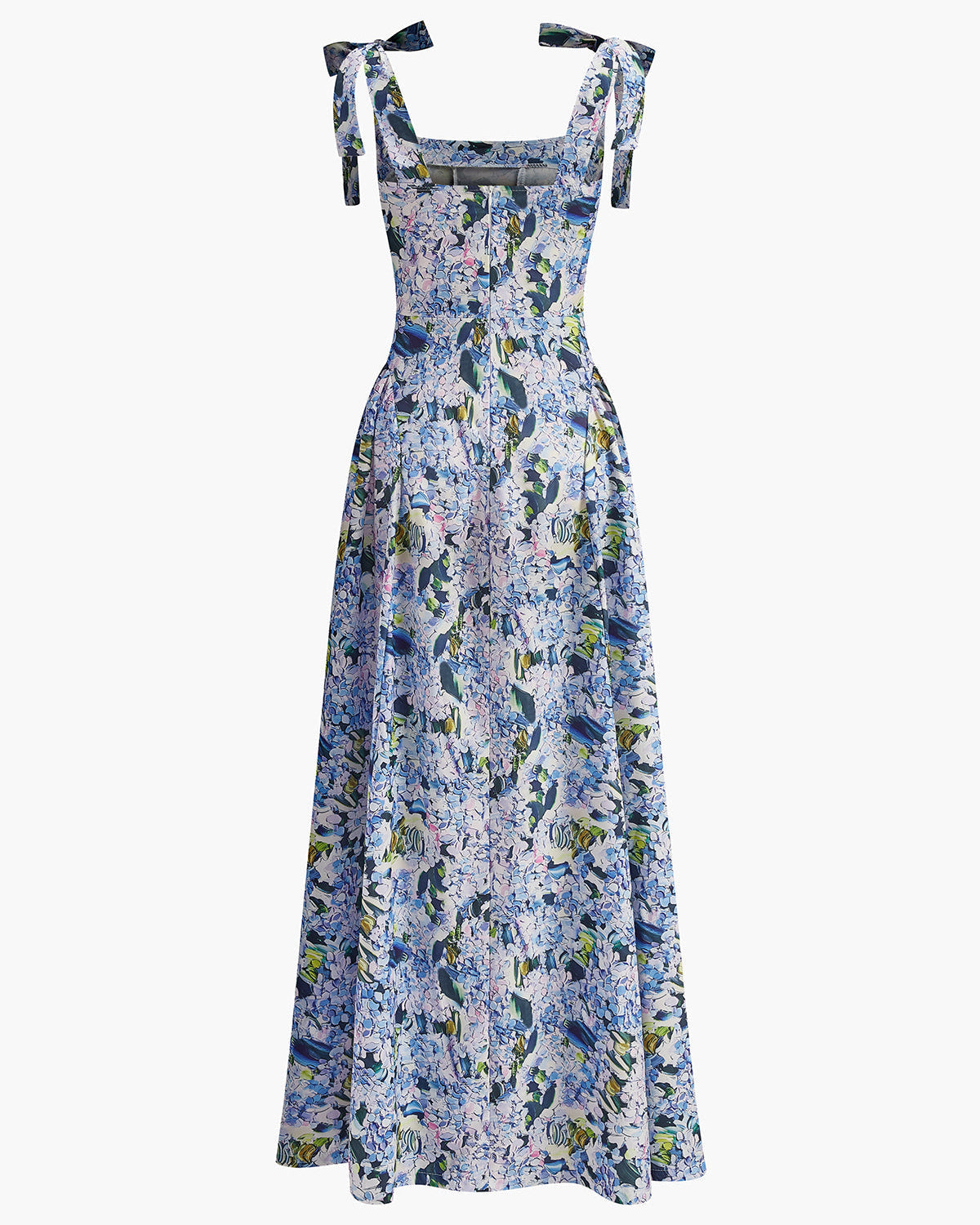 Çiçek Desenli Bağcıklı Askılı Elbise