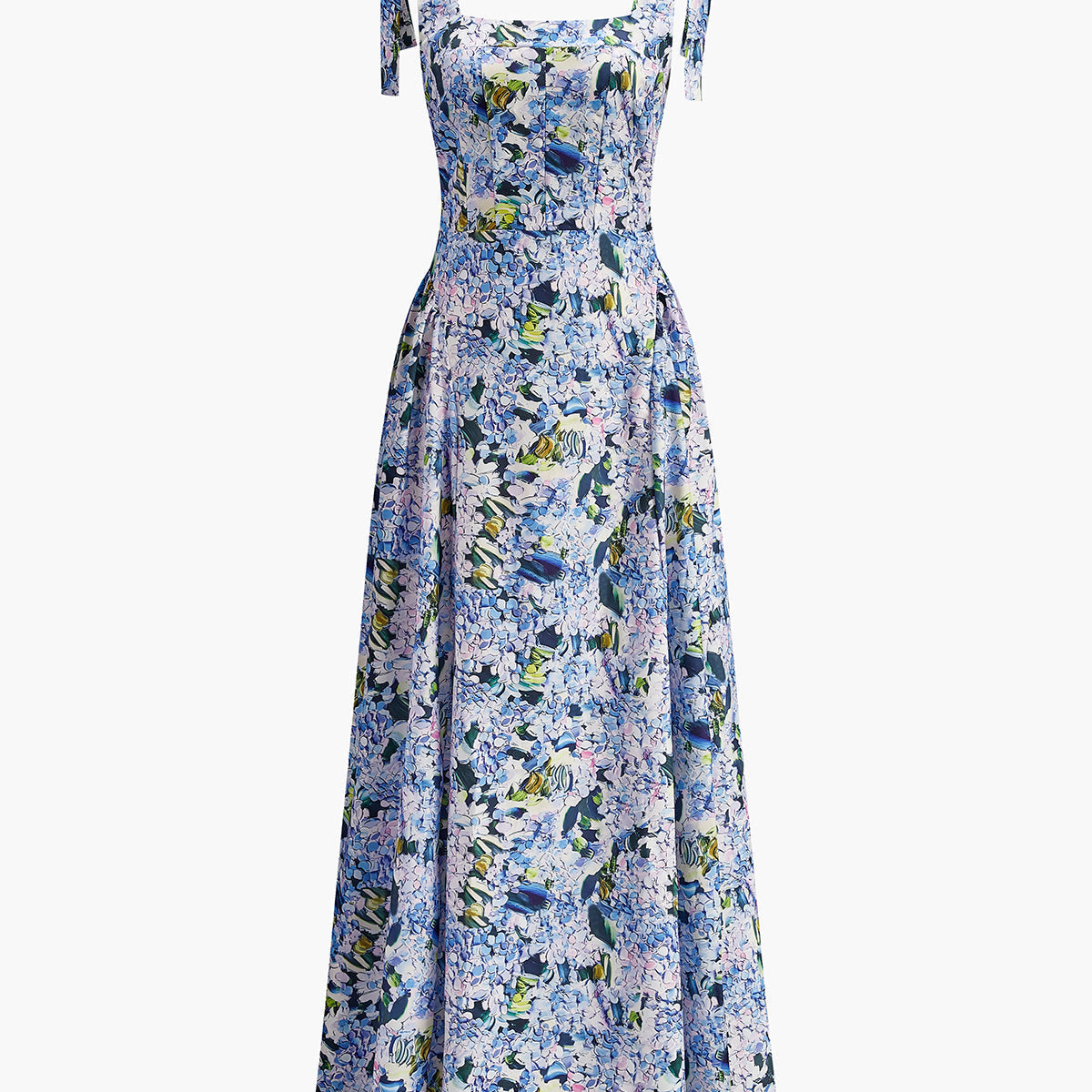 Çiçek Desenli Bağcıklı Askılı Elbise