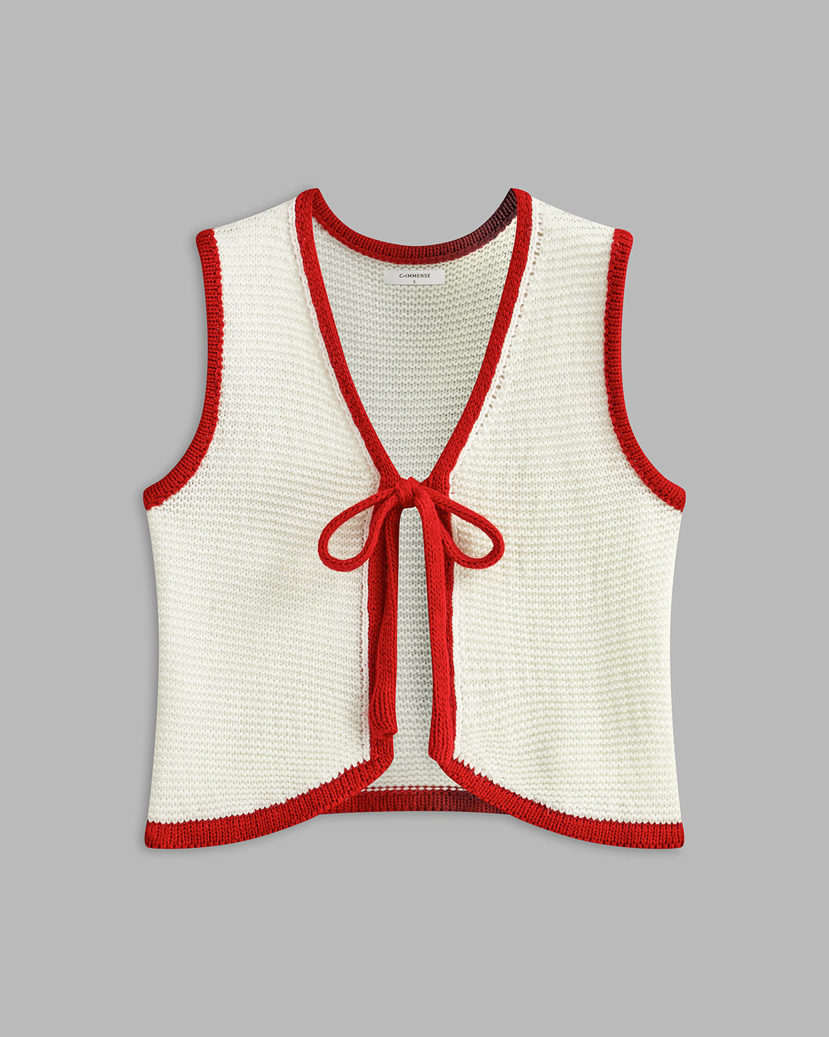 Renk Bloklu Bağcıklı Triko Yelek