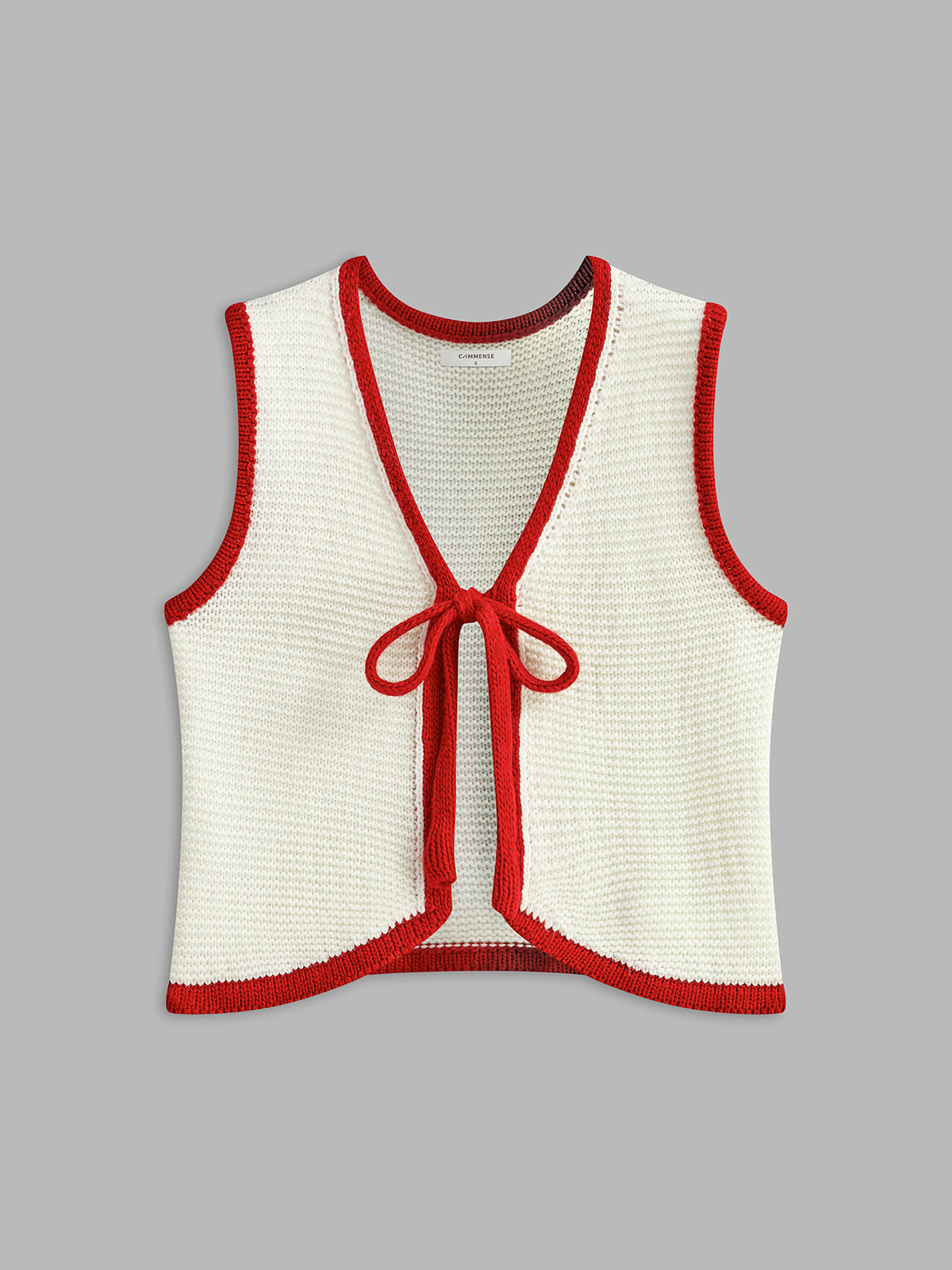 Renk Bloklu Bağcıklı Triko Yelek