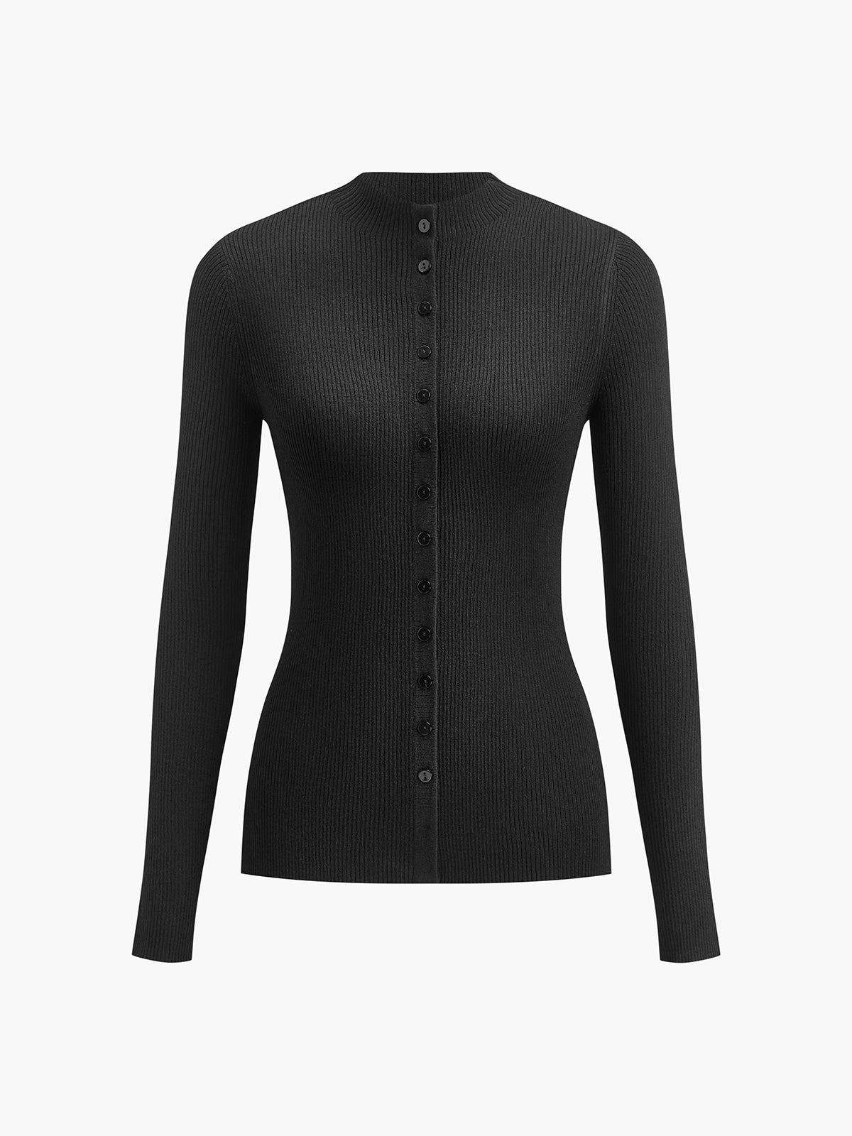 Düğmeli Dar Triko Kazak