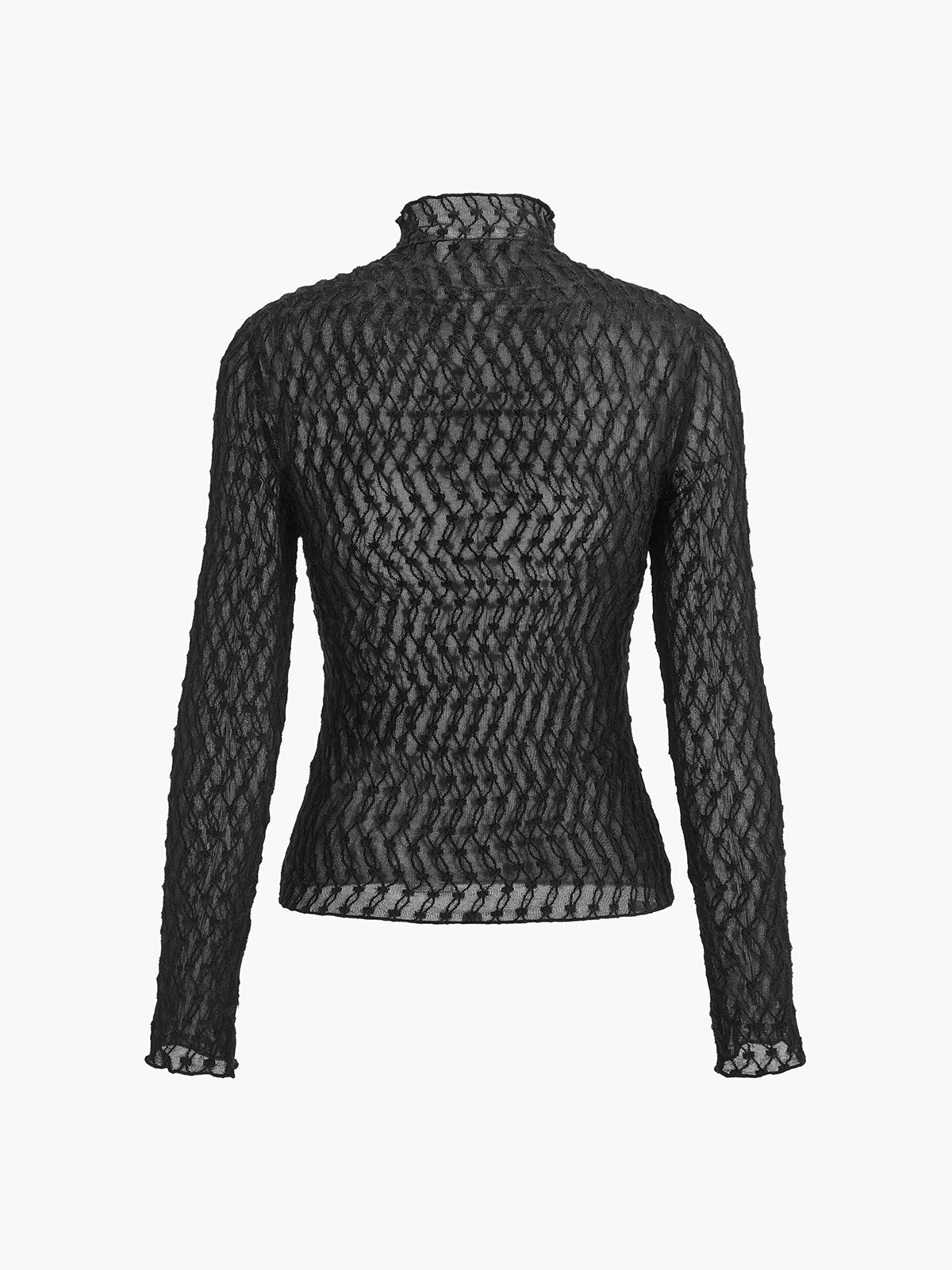 Yarım Balıkçı Yaka Yarı Şeffaf Tişört