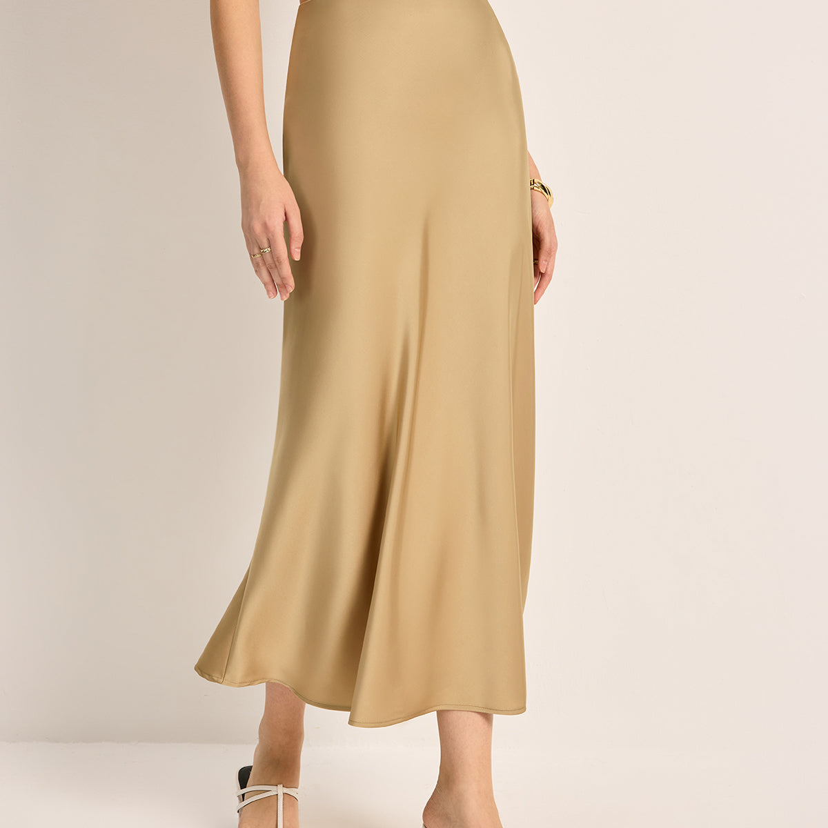 Saten Yüksek Bel Etek