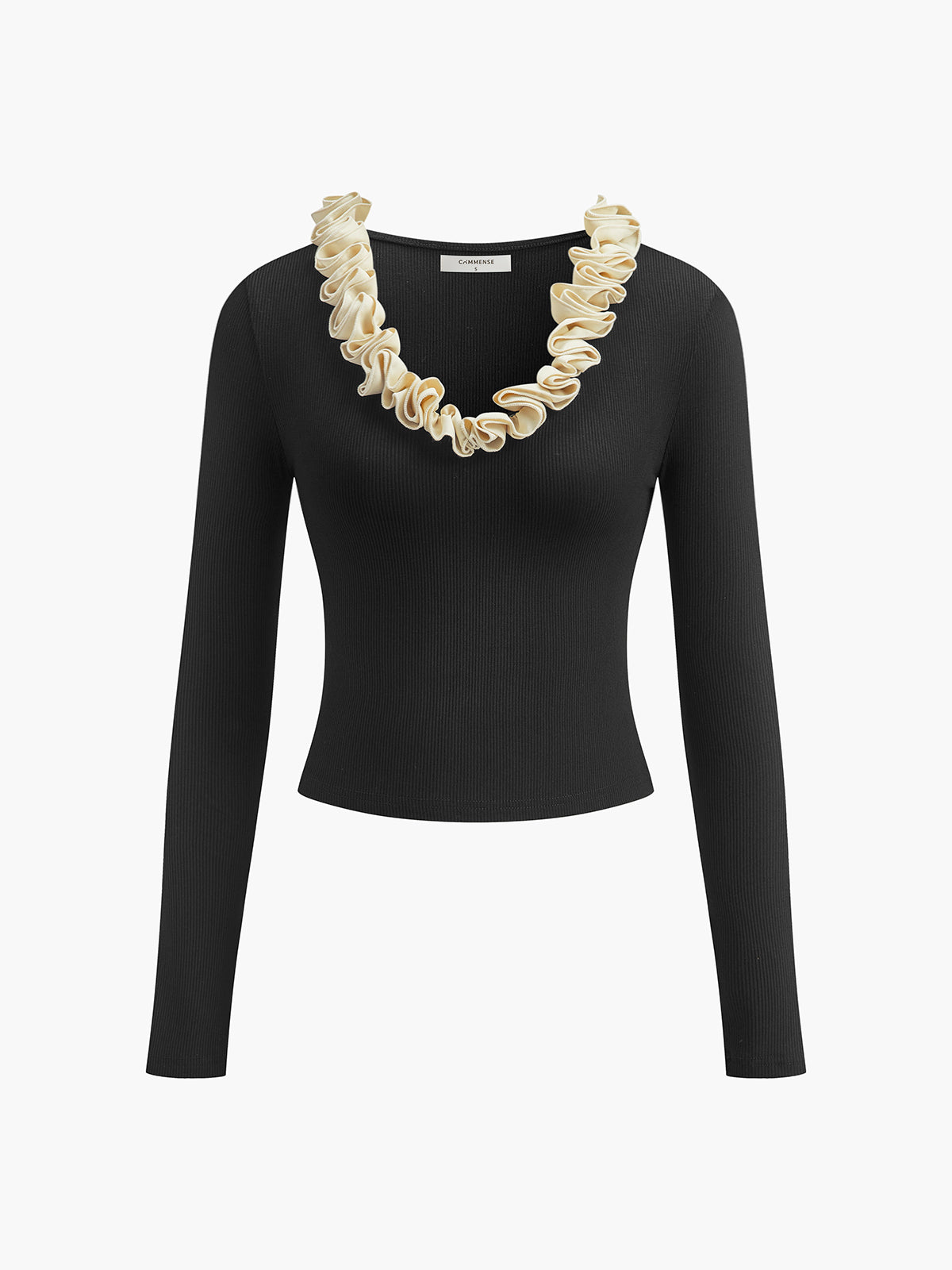 Pamuklu Slim Fit Çiçek Biyeli Tişört