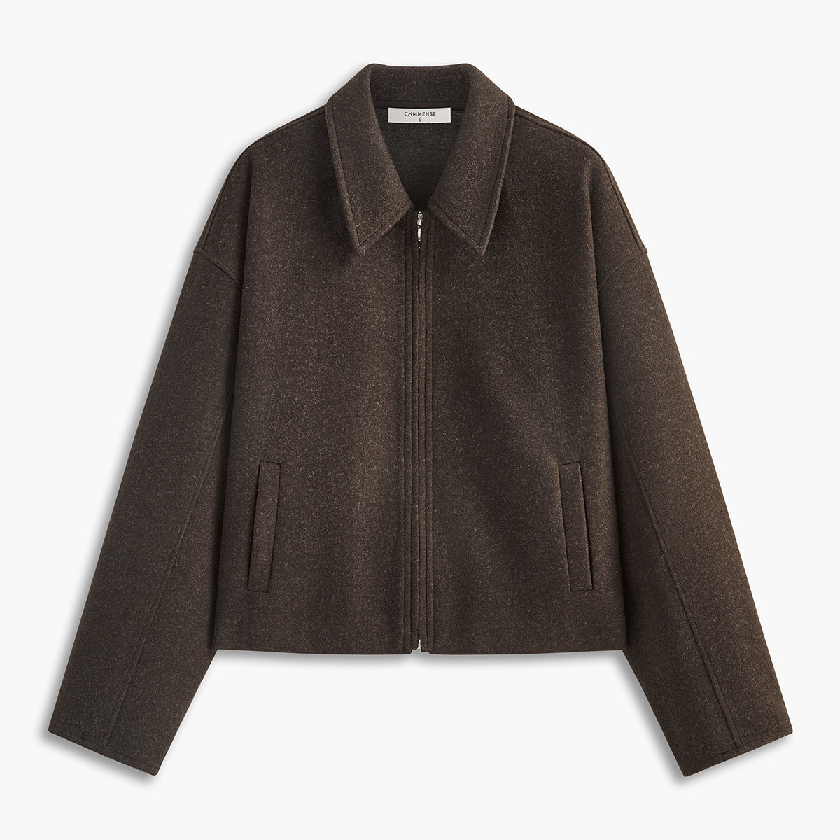 Düz Fermuarlı Tweed Ceket