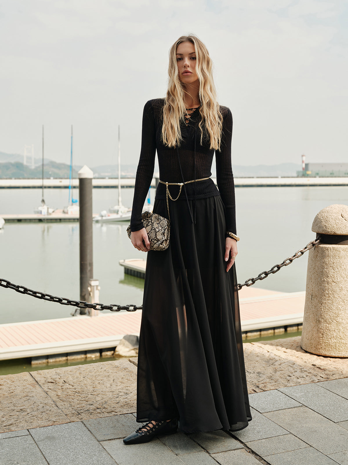 Yarı Şeffaf Şifon Etek