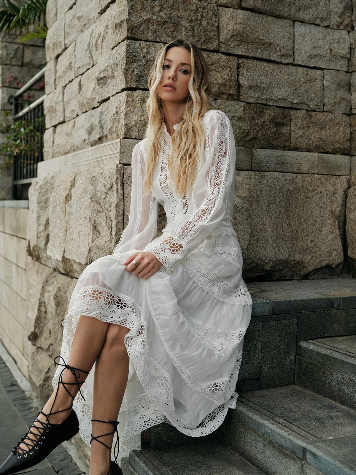 Dantel Detaylı Katlı Etek Takımı