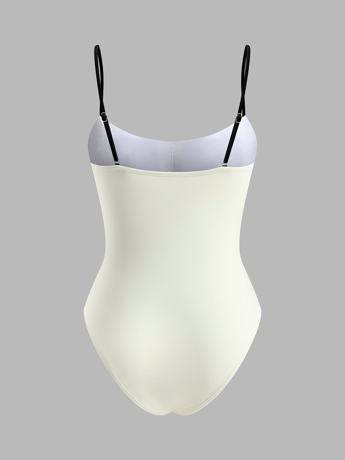 Kontrast Biyeli İnce Askılı Tek Parça Mayo