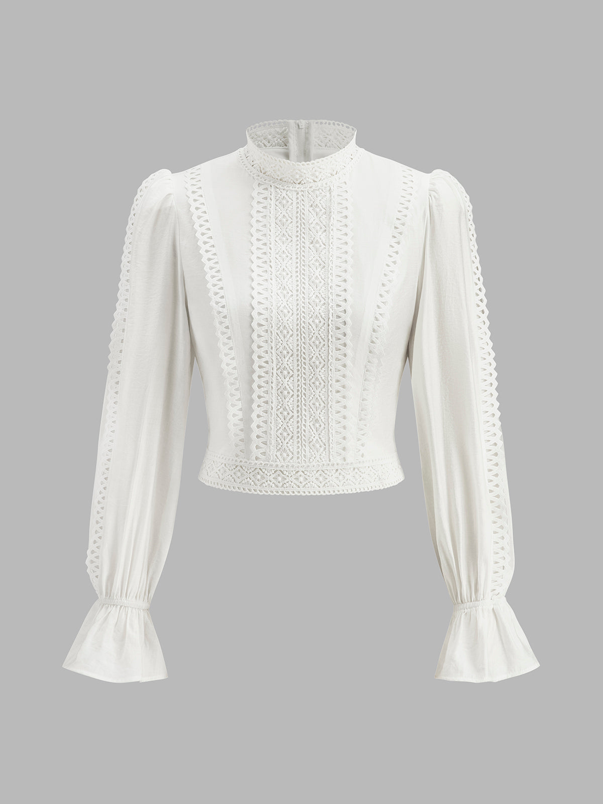 Yüksek Yaka Puff Kollu Bluz