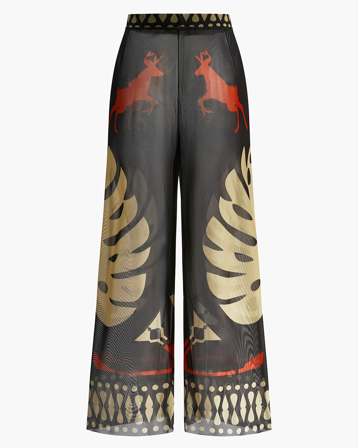 Şeffaf Baskılı Bol Paça Plaj Pantolonu