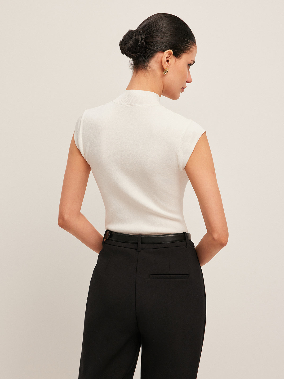 Tül Panelli Yarım Balıkçı Yaka Bluz