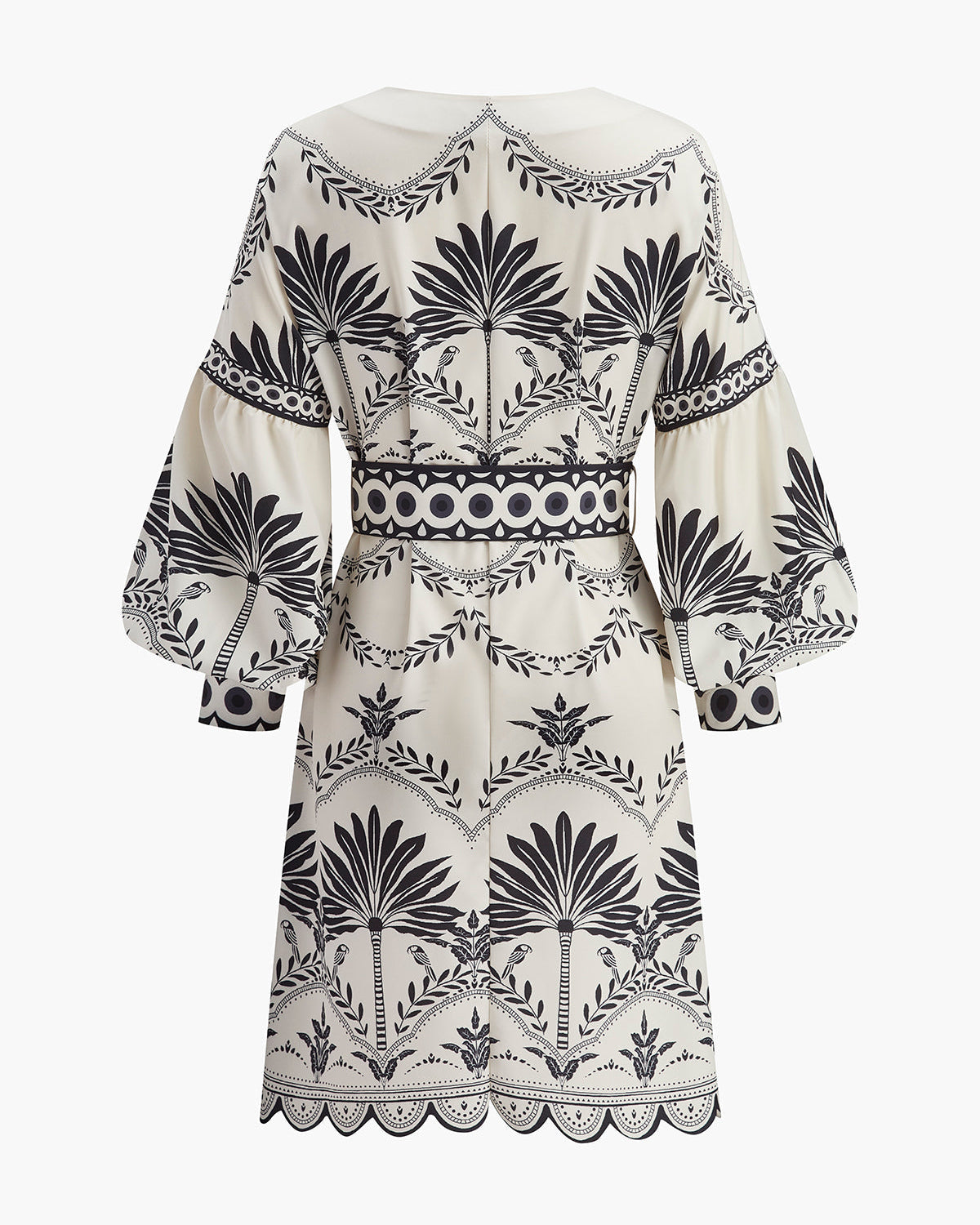 Bohem Desenli V Yaka Kemerli Elbise